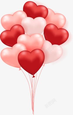 红色简约爱心气球装饰图案素材