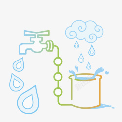 水龙头连接的雨水素材