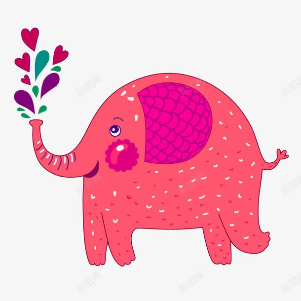 红色小象png免抠素材_新图网 https://ixintu.com 一只 卡通 可爱 图案 小象 手绘 爱心 红色 绿色