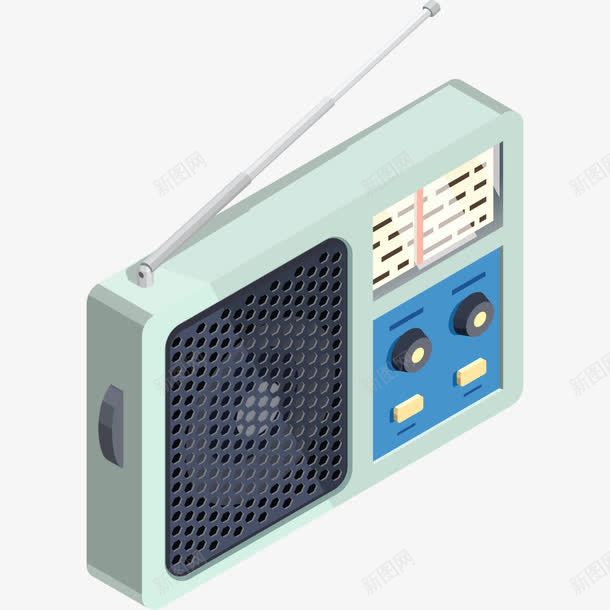 老式收音机png免抠素材_新图网 https://ixintu.com 一台 卡通 天线 收音机 浅绿色 老式 蓝色 黑色