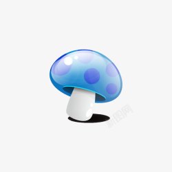 蓝色圆顶小蘑菇可爱萌素材