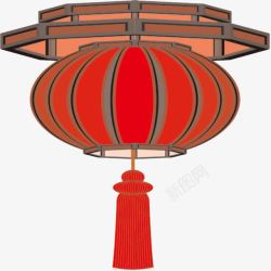 新年红色喜庆装饰照明灯笼元素素材