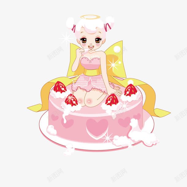 蛋糕中的小精灵矢量图ai免抠素材_新图网 https://ixintu.com 童话 食品 魔法 矢量图