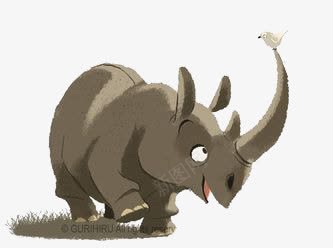 卡通犀牛png免抠素材_新图网 https://ixintu.com 儿童插画 卡通动物 可爱 犀牛