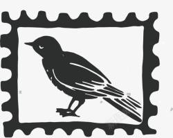 锯齿相框复古黑白相框鸟高清图片