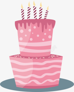 可爱粉色生日蛋糕矢量图素材