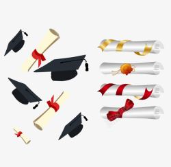 毕业证书学士帽素材