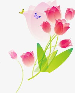 手绘粉色梦幻花朵海报装饰素材