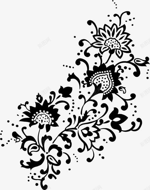 创意手绘扁平黑色的花卉植物png免抠素材_新图网 https://ixintu.com 创意 扁平 植物 花卉 黑色