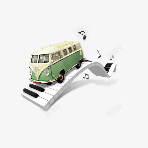 汽车和琴键png免抠素材_新图网 https://ixintu.com 公共汽车模型 琴键 装饰图片 车