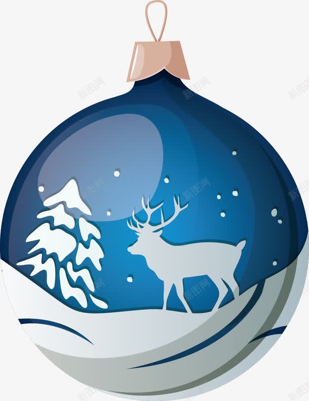 手绘蓝色圣诞节驯鹿圣诞球png免抠素材_新图网 https://ixintu.com 圣诞球图片 圣诞球素材 圣诞节 手绘 蓝色