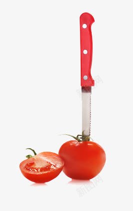 插在西红柿上的刀png免抠素材_新图网 https://ixintu.com 新鲜 红色 蔬菜