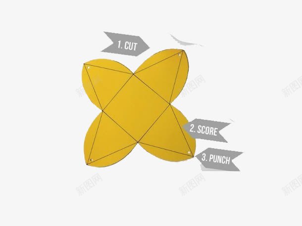 手绘四角星png免抠素材_新图网 https://ixintu.com 四角星 线条 装饰图案 黄色