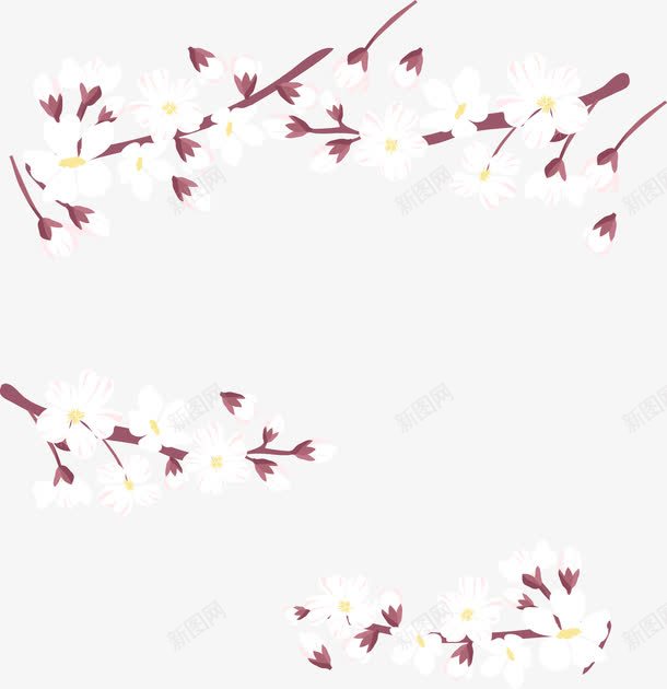 手绘花朵png免抠素材_新图网 https://ixintu.com 卡通 手绘 梨花 白色 花朵 装饰