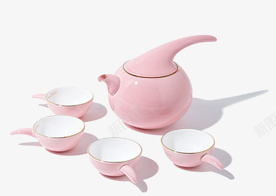 粉色茶具套png免抠素材_新图网 https://ixintu.com 杯子 茶具 陶瓷 高雅茶具