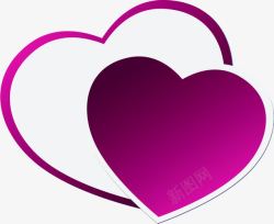 紫色卡通手绘爱心节日素材
