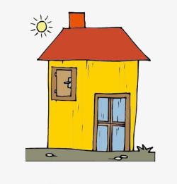 红色屋顶房子卡通插画素材