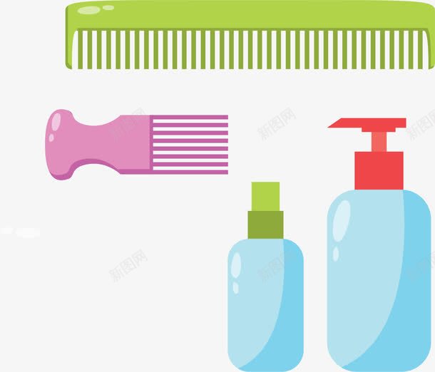 梳子洗发水元素png免抠素材_新图网 https://ixintu.com 元素 梳子 洗发水