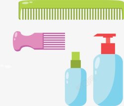 梳子洗发水元素素材