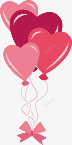 彩色气球束爱心粉红色气球束矢量图高清图片