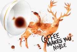 黑鹿咖啡卡通咖啡污渍鹿高清图片