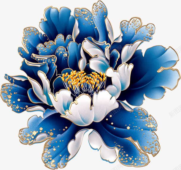 蓝白色手绘花朵包装png免抠素材_新图网 https://ixintu.com 包装 花朵 蓝白色