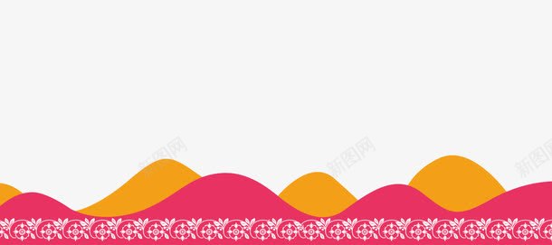 卡通山丘底框png免抠素材_新图网 https://ixintu.com png图片素材 免费png素材 山丘 底框图案 手绘 粉色 黄色