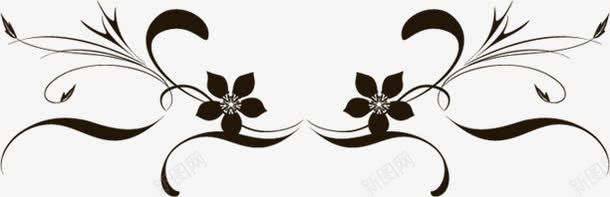 手绘黑色花朵装饰花边png免抠素材_新图网 https://ixintu.com 花朵 花边 装饰 黑色