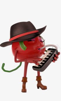 弹琴的红色卡通水果png免抠素材_新图网 https://ixintu.com 卡通 弹琴 水果 红色