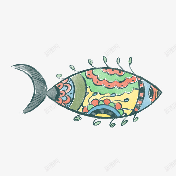 卡通彩色鱼png免抠素材_新图网 https://ixintu.com 卡通鱼 彩色鱼 手绘鱼 水彩绘 背景装饰