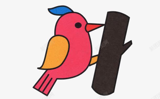 手绘粉色啄木鸟png免抠素材_新图网 https://ixintu.com 啄木鸟素材 手绘卡通 粉色