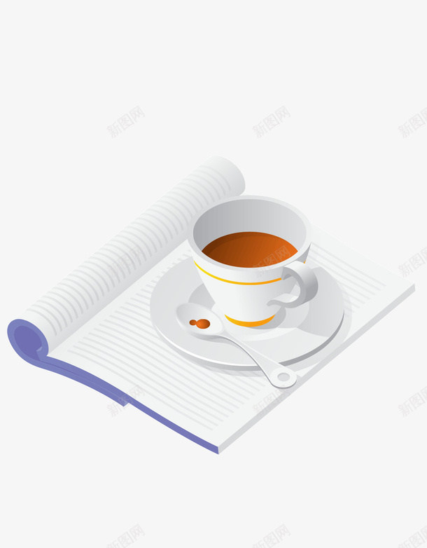 书籍咖啡饮料png免抠素材_新图网 https://ixintu.com ai 下午茶 书本 卡通 咖啡 饮料