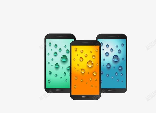 彩色创意雨滴手机png免抠素材_新图网 https://ixintu.com 创意 彩色雨滴手机 矢量雨滴手机 雨滴手机