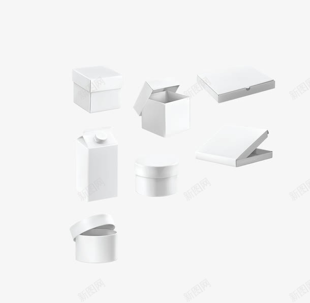 白色包装盒立体展开png免抠素材_新图网 https://ixintu.com 包装盒 白色包装盒 矢量包装盒 立体展开