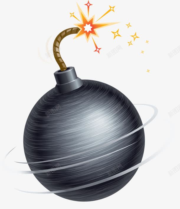 黑色炸弹png免抠素材_新图网 https://ixintu.com 卡通 手绘 炸弹 黑色