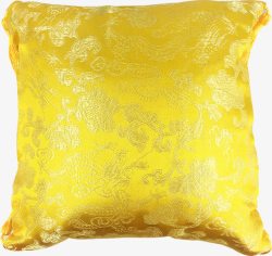 黄色绣花竹炭抱枕素材