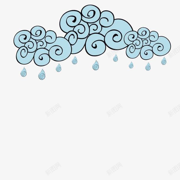 下雨的云png免抠素材_新图网 https://ixintu.com 卡通 卷云 卷云素材 蓝色的 雨滴