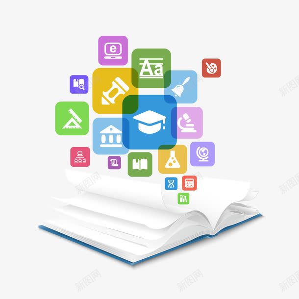 创意学习图矢量图ai免抠素材_新图网 https://ixintu.com 书本 创意 学习 用品 矢量图