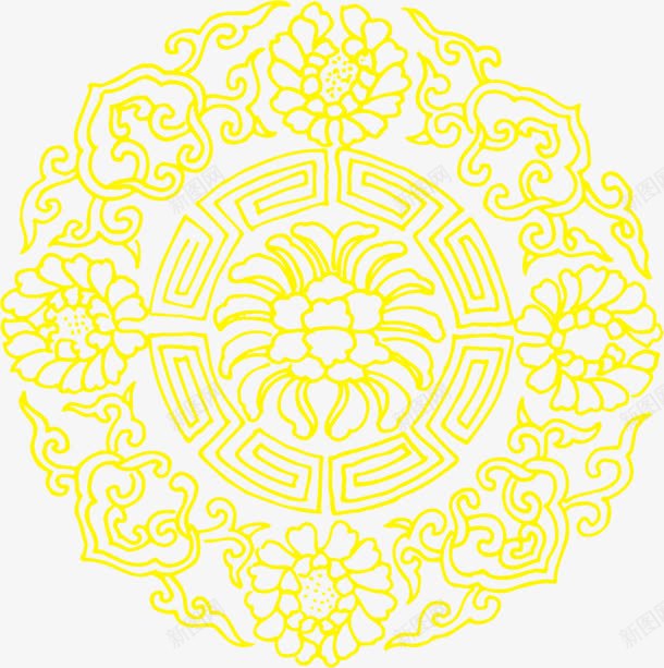 中国风黄色剪纸花朵装饰png免抠素材_新图网 https://ixintu.com 中国风 剪纸 花朵 装饰 黄色