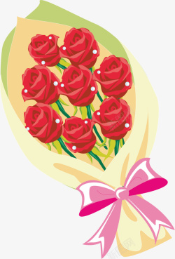 七夕情人节玫瑰花装饰矢量图素材
