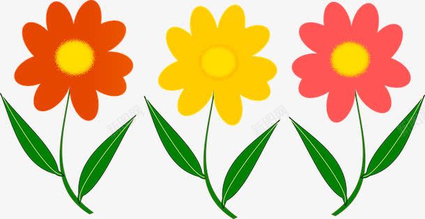 三朵小花png免抠素材_新图网 https://ixintu.com 五颜六色 手绘 植物 花
