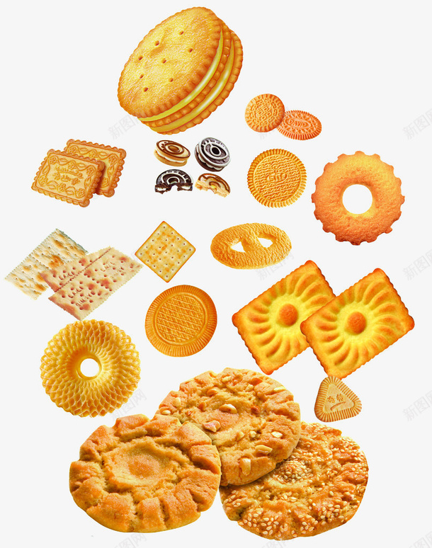 美食糕点png免抠素材_新图网 https://ixintu.com 圆形饼干 糕点 食物 饼干图案 饼干素材