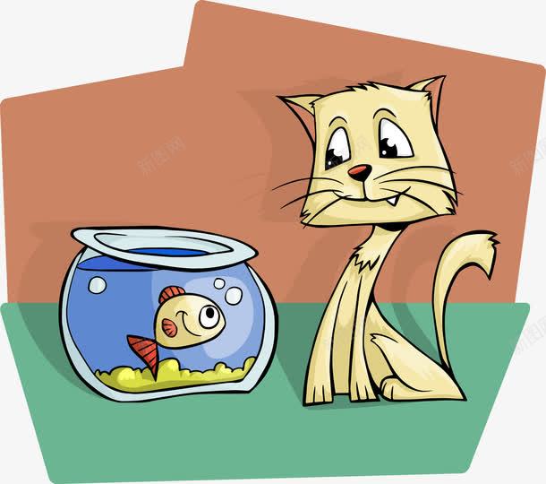 看着鱼缸的猫png免抠素材_新图网 https://ixintu.com 动物 猫 矢量素材 鱼 鱼缸