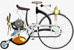 卡通蒸汽自行车素材