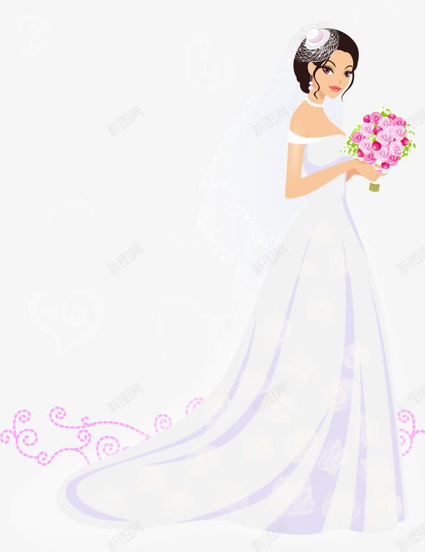 献花的新娘png免抠素材_新图网 https://ixintu.com 婚礼 抱花的新娘 新娘