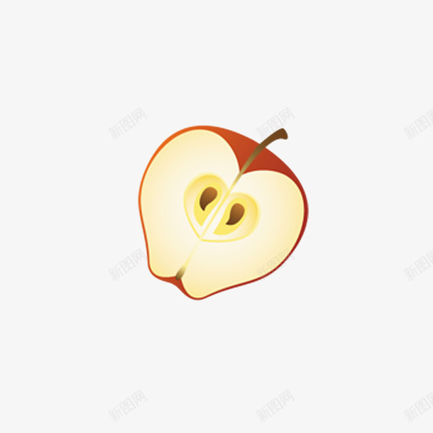 手绘水果苹果半边png免抠素材_新图网 https://ixintu.com 半边苹果 手绘 水果 红色 苹果