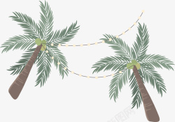 椰子树彩灯装饰海报矢量图素材