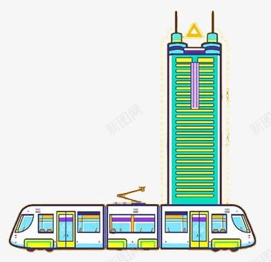 城市快铁png免抠素材_新图网 https://ixintu.com 交通 大楼 平扁图形 建筑