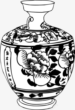 陶罐花纹元素矢量图素材