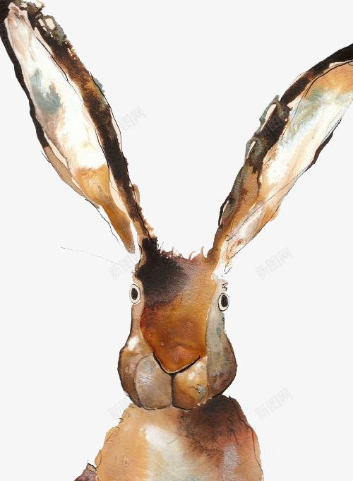 手绘褐色兔子psd免抠素材_新图网 https://ixintu.com 动物 卡通 手绘 水彩
